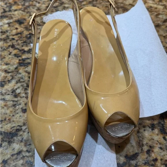 Jimmy Choo Yellow Patent Wedge Sandals - Picture 2 of 5